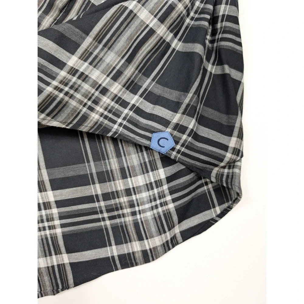 Daniel Cremieux Classics Black Gray Plaid Long Sleeve Dress Shirt Men's Size 2XL